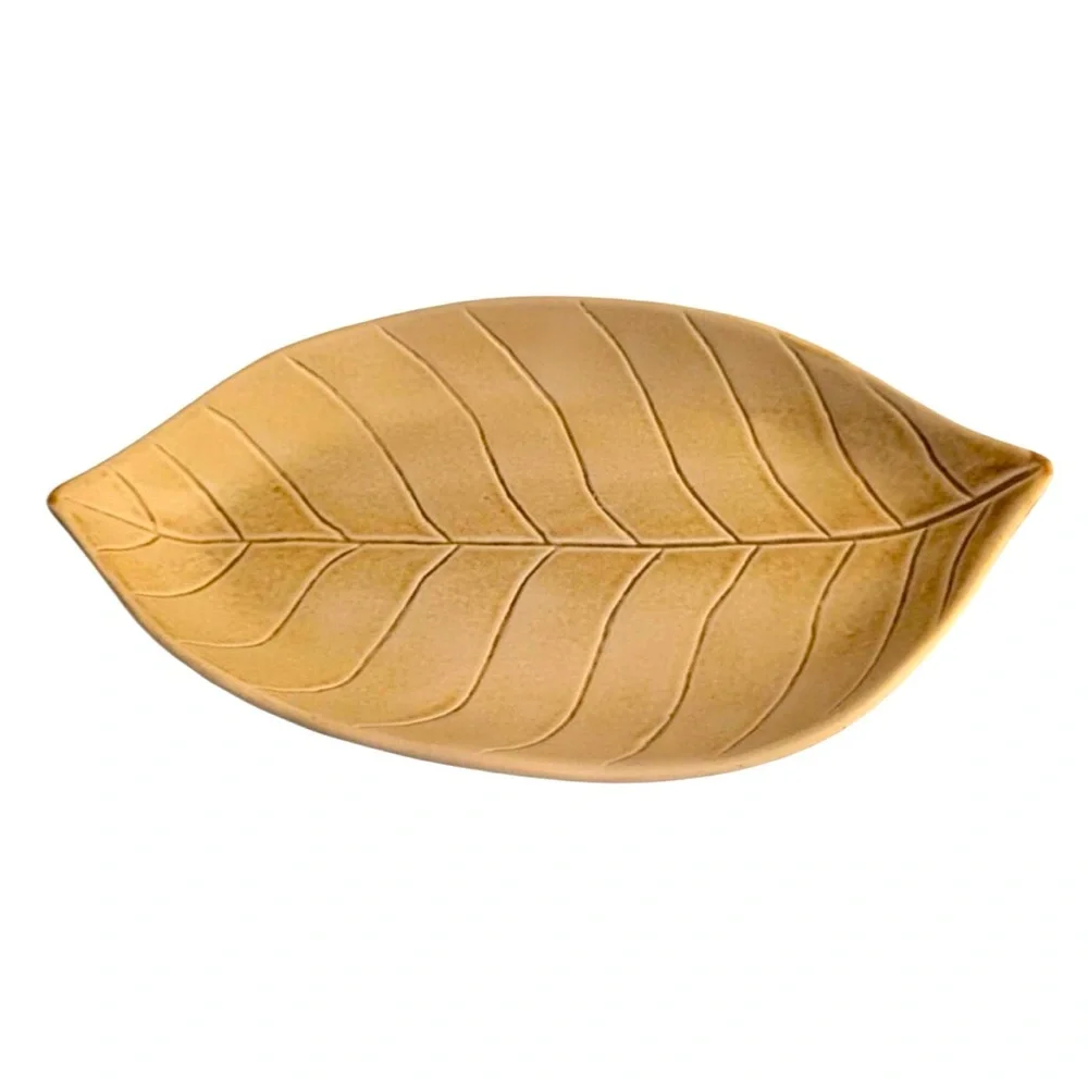 Crate & Barrel - Leaf Shape Ceramic Dish Plate Decor
